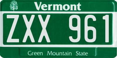 VT license plate ZXX961
