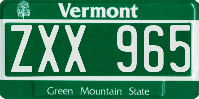 VT license plate ZXX965