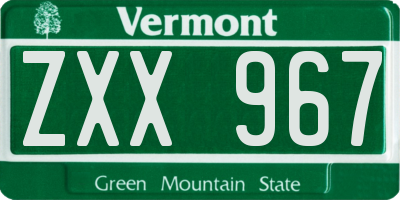 VT license plate ZXX967