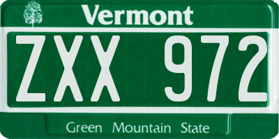 VT license plate ZXX972