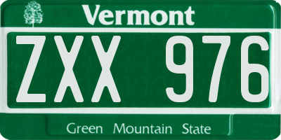 VT license plate ZXX976