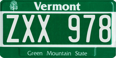 VT license plate ZXX978