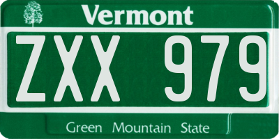 VT license plate ZXX979