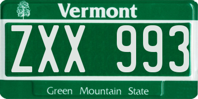 VT license plate ZXX993