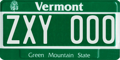 VT license plate ZXY000