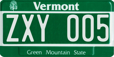 VT license plate ZXY005