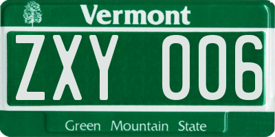 VT license plate ZXY006