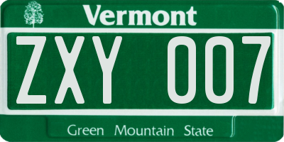 VT license plate ZXY007