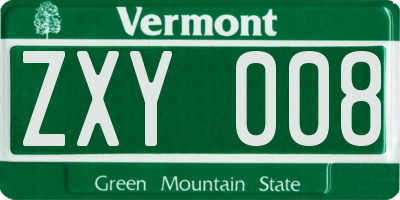 VT license plate ZXY008