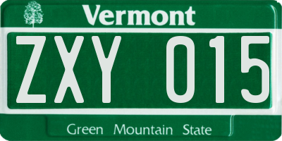VT license plate ZXY015