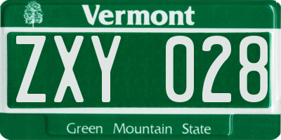 VT license plate ZXY028