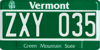 VT license plate ZXY035