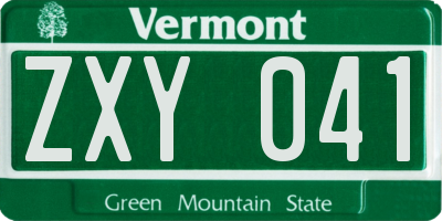 VT license plate ZXY041