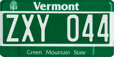 VT license plate ZXY044