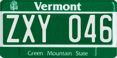 VT license plate ZXY046