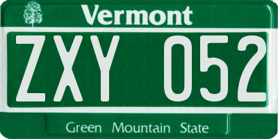 VT license plate ZXY052