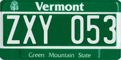 VT license plate ZXY053