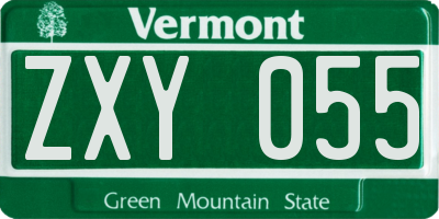 VT license plate ZXY055
