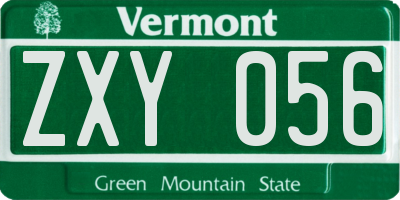 VT license plate ZXY056