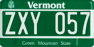 VT license plate ZXY057
