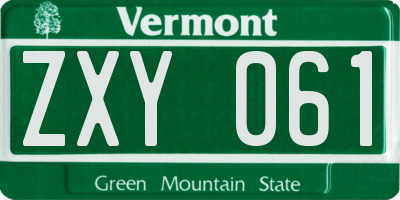 VT license plate ZXY061