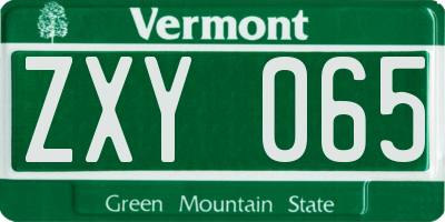 VT license plate ZXY065