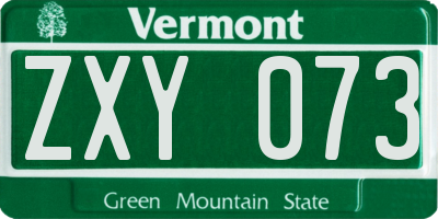VT license plate ZXY073
