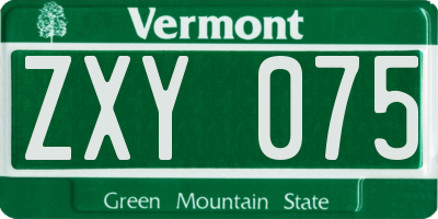 VT license plate ZXY075