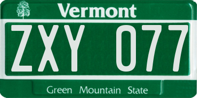 VT license plate ZXY077