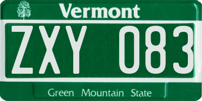 VT license plate ZXY083