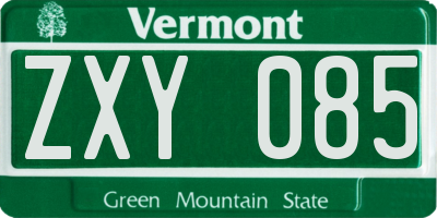 VT license plate ZXY085