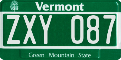 VT license plate ZXY087