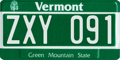 VT license plate ZXY091