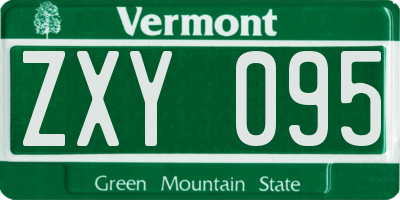 VT license plate ZXY095