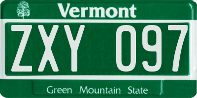 VT license plate ZXY097