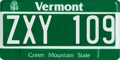 VT license plate ZXY109