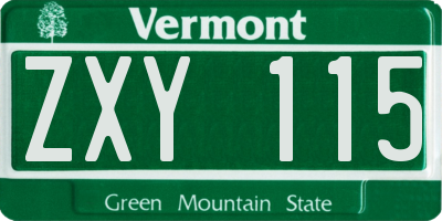VT license plate ZXY115