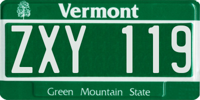 VT license plate ZXY119