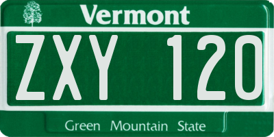 VT license plate ZXY120