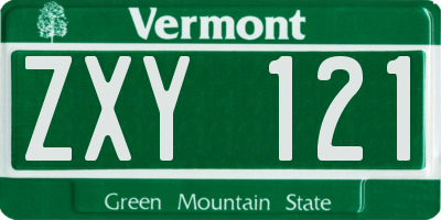 VT license plate ZXY121