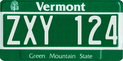 VT license plate ZXY124