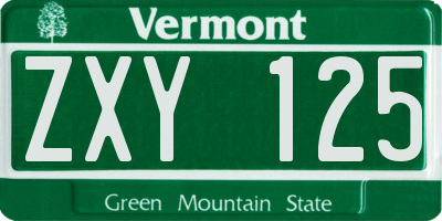 VT license plate ZXY125