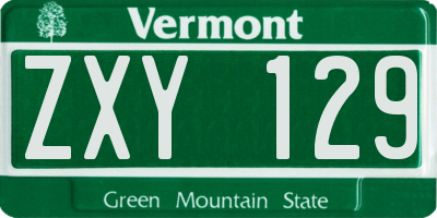 VT license plate ZXY129