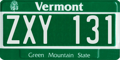VT license plate ZXY131
