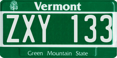 VT license plate ZXY133