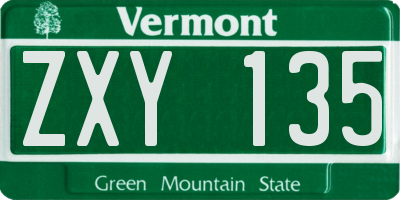 VT license plate ZXY135