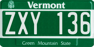 VT license plate ZXY136