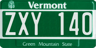 VT license plate ZXY140