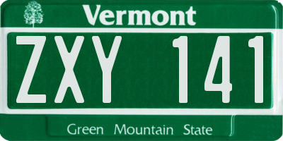VT license plate ZXY141