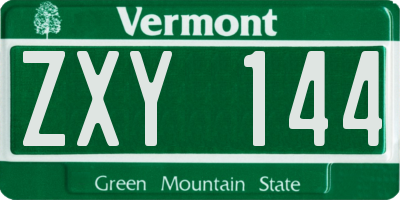 VT license plate ZXY144